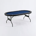 Foldable Poker Table Built for 10 Players, 84 Inch Oval Design, Padded Rails, Stainless Steel Cup Holders