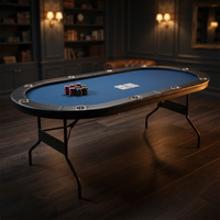 10 Player Foldable Poker Table, Blackjack Texas Holdem Poker Table with Padded Rails and Stainless Steel Cup Holders, Portable Folding Card Board Game Table, 84' Oval Casino Leisure Table — Studio Shot