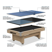 7 Ft Pool Table Combo,3 in 1 Pool, Dining, & Table Tennis with Full Accessories,Hdf Wood Grain Finish & Chrome Accents — How It Works