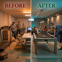 Multi Game Table Built for Versatile Entertainment, Pool Dining Table Tennis, 7 Ft Size, Full Accessories — Before & After