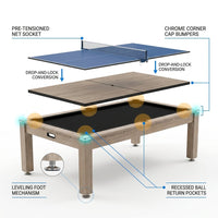Multi Game Table Built for Versatile Entertainment, Pool Dining Table Tennis, 7 Ft Size, Full Accessories — How It Works