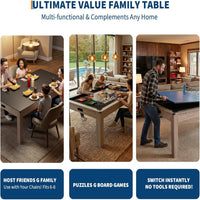 7 Ft Pool Table Combo,3 in 1 Pool, Dining, & Table Tennis with Full Accessories,Hdf Wood Grain Finish & Chrome Accents