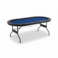 Foldable Poker Table Built for 10 Players, 84 Inch Oval Design, Padded Rails, Stainless Steel Cup Holders