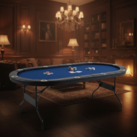 Foldable Poker Table Built for 10 Players, 84 Inch Oval Design, Padded Rails, Stainless Steel Cup Holders