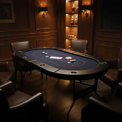 72" Foldable Poker Table, 8 Player Folding Poker Tables with Casino Grade Felt, Padded Rails & Cup Holders, Portable Poker Table for Texas Holdem