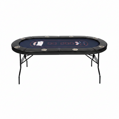72" Foldable Poker Table, 8 Player Folding Poker Tables with Casino Grade Felt, Padded Rails & Cup Holders, Portable Poker Table for Texas Holdem