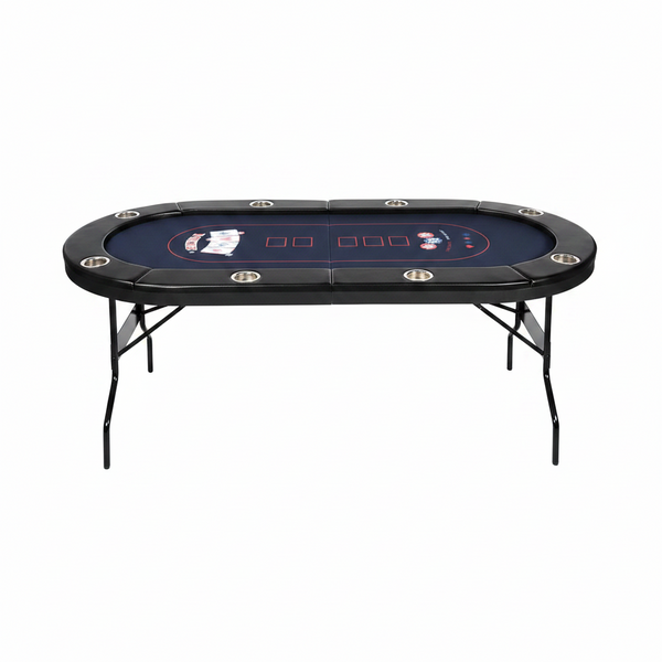 72" Foldable Poker Table, 8 Player Folding Poker Tables with Casino Grade Felt, Padded Rails & Cup Holders, Portable Poker Table for Texas Holdem
